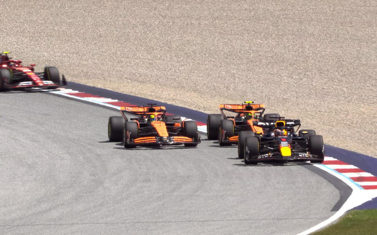 Max Verstappen, Lando Norris a Oscar Piastri