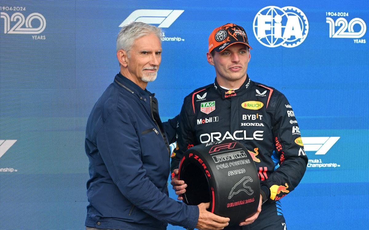 Max Verstappen a Damon Hill