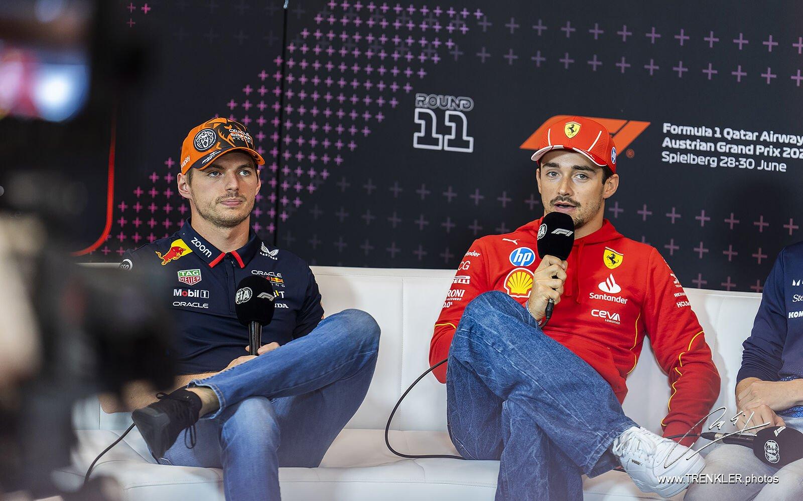 Max Verstappen a Charles Leclerc